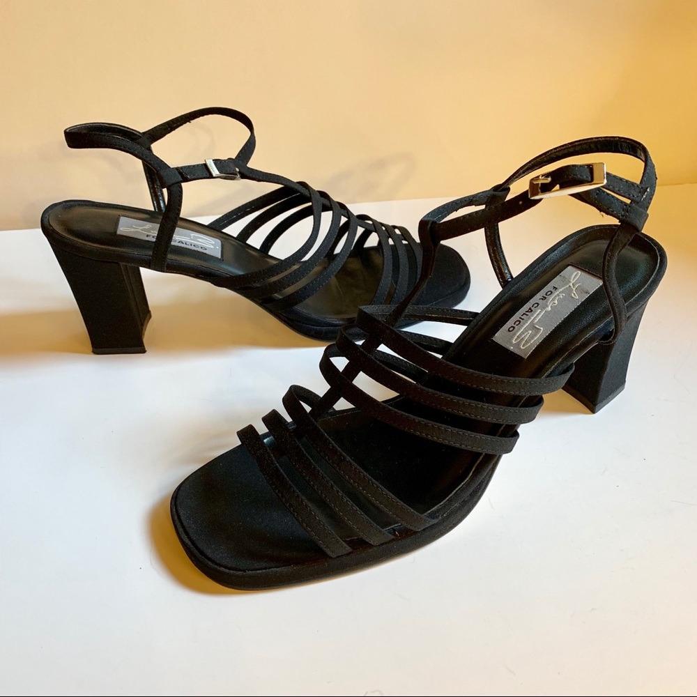 Luca B For Calico Black Fabric Strappy Sandal - 8.5